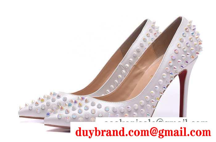 人気美脚ルブタンレディース靴スパイクスハイヒールパンプスLOUBOUTIN blanco 通勤歩きやすい100mm