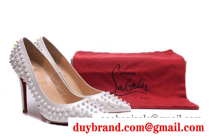 人気美脚ルブタンレディース靴スパイクスハイヒールパンプスLOUBOUTIN blanco 通勤歩きやすい100mm