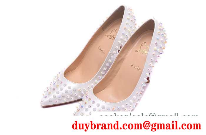 人気美脚ルブタンレディース靴スパイクスハイヒールパンプスLOUBOUTIN blanco 通勤歩きやすい100mm