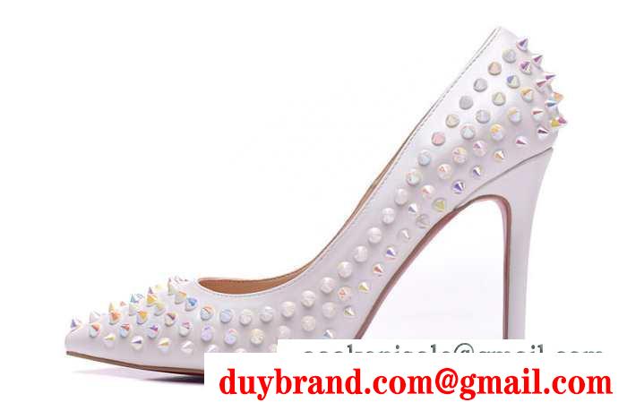 人気美脚ルブタンレディース靴スパイクスハイヒールパンプスLOUBOUTIN blanco 通勤歩きやすい100mm