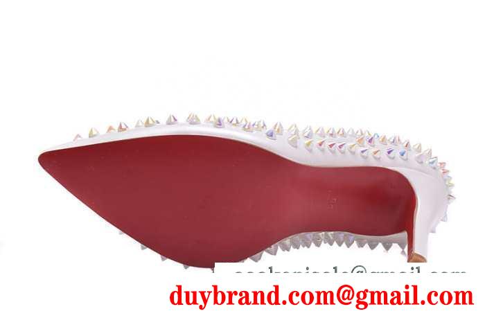 人気美脚ルブタンレディース靴スパイクスハイヒールパンプスLOUBOUTIN blanco 通勤歩きやすい100mm