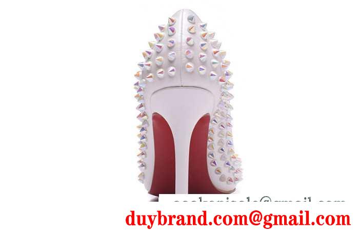 人気美脚ルブタンレディース靴スパイクスハイヒールパンプスLOUBOUTIN blanco 通勤歩きやすい100mm