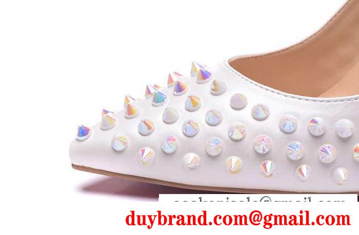人気美脚ルブタンレディース靴スパイクスハイヒールパンプスLOUBOUTIN blanco 通勤歩きやすい100mm