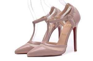 Hợp đồng phụ nữ giày phụ nữ Giày phụ nữ bằng sáng chế da nhọn da nude louboutin chỉ toeint toee sớm 100mm