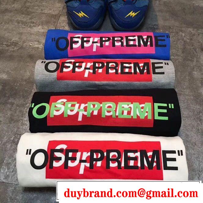  欧米韓流   Supreme × Off-White  BOXシュプリーム 今季爆発的な人気SUPREME 半袖/Tシャツ4色可選