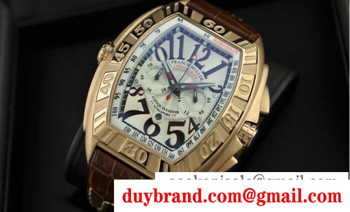高級品な黄金文字盤のFranck muller、フランクミュラーのベルト付きメンズ腕時計