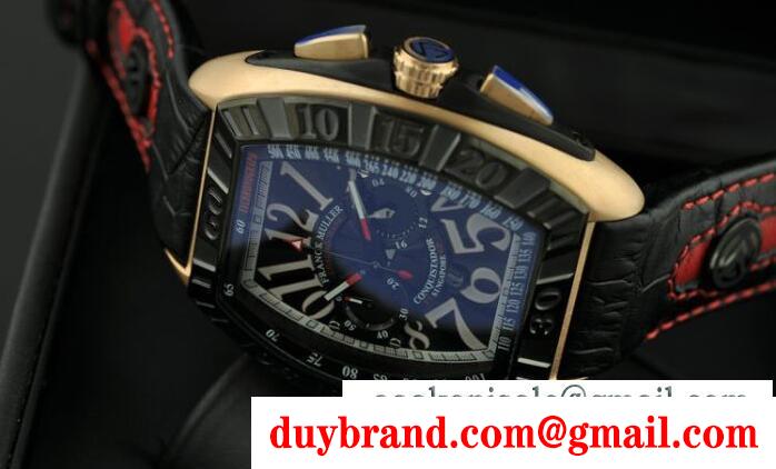 時間の正確さは抜群な franck muller、フランクミュラーの黒い5針付きメンズ腕時計
