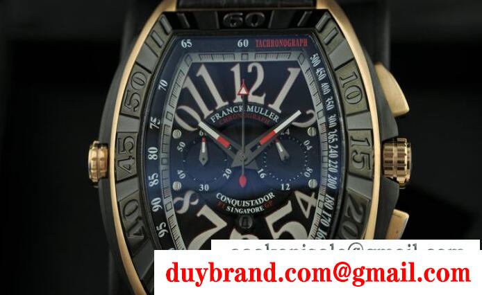 時間の正確さは抜群な franck muller、フランクミュラーの黒い5針付きメンズ腕時計