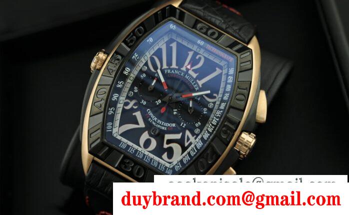 時間の正確さは抜群な franck muller、フランクミュラーの黒い5針付きメンズ腕時計