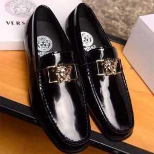 Versace cho tiền mặt khi giao hàng, máy bơm nam đen sáng bóng của Versace_ Versace Versace_ Thương hiệu giá rẻ 