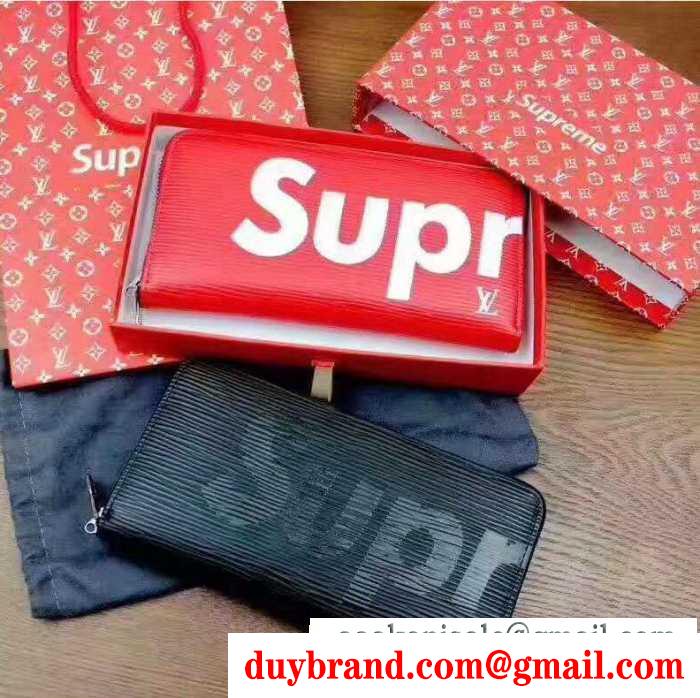 大注目シュプリームルイヴィトンコラボ財布 louis vuitton supreme ラウンドファスナーウォレット２色可選