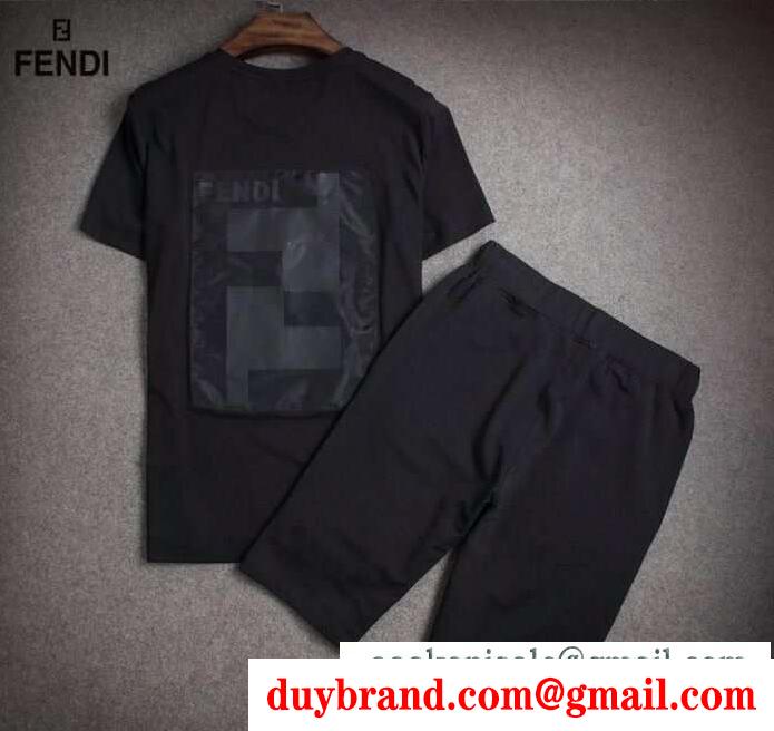 快適さのFendi、フェンディの激安大特価大人気なメンズ半袖Tシャツ、ショートパンツ上下セット