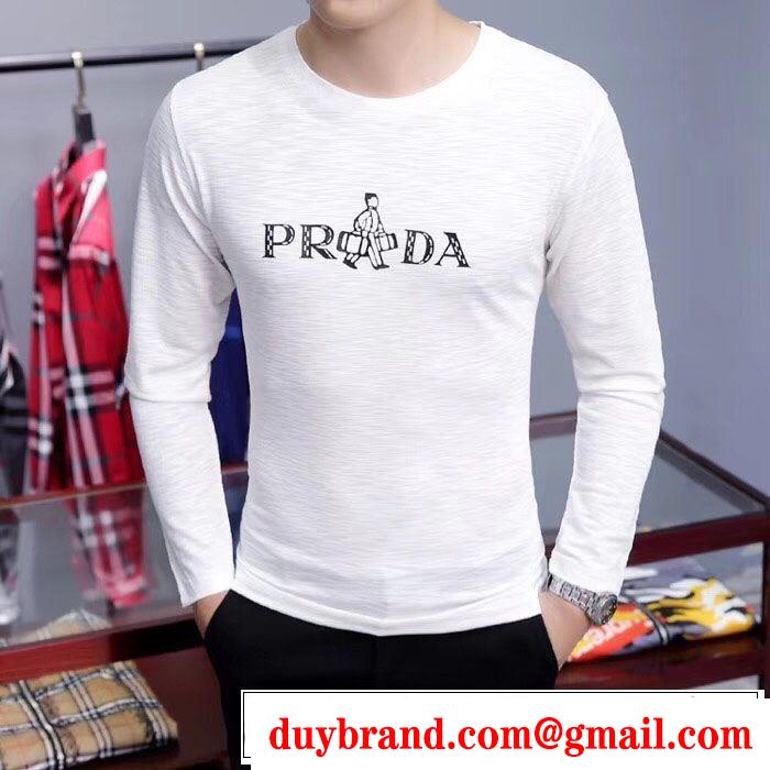  毎年流行り定番アイテムおすすめ プラダ PRADA  長袖 Tシャツ 2色可選 今年っぽくNEWファッション