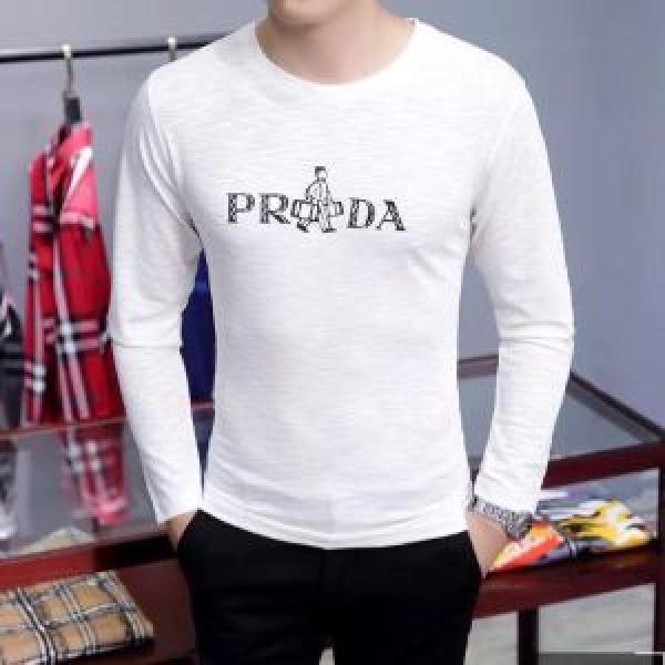 Mỗi năm -Mục tiêu chuẩn phổ biến được đề xuất Prada Prada dài -Sleeved t -shirt 2 màu sắc của năm nay thời trang mới