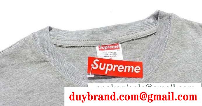 ソフトな肌触りのシュプリーム、Supremeの数量限定安い白と灰色のメンズ半袖Tシャツ