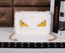 Vẻ đẹp Fluffy Fendi Fendi Ladies Bag Bugs Bag Bag Chuỗi dây đeo