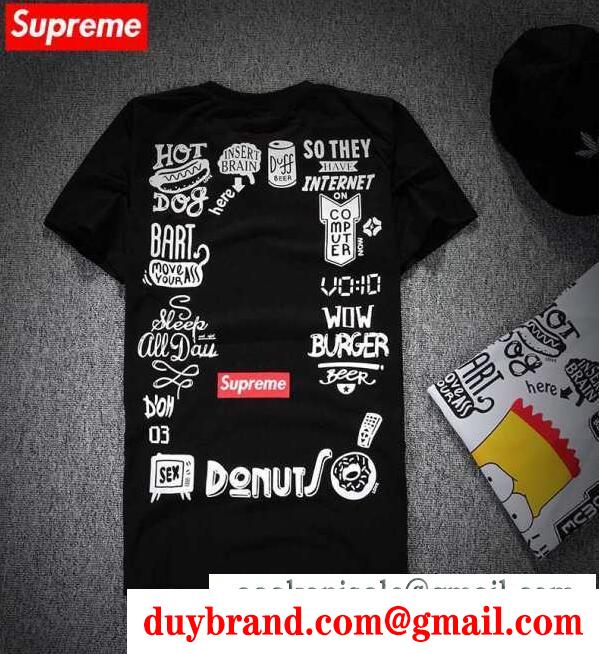 上級者になるシュプリーム tシャツ 偽物、supremeの大人気な白と黒の2色男女ペア半袖tシャツ