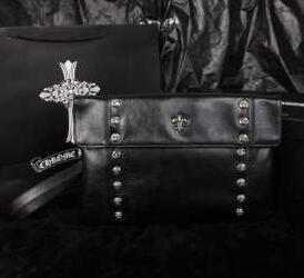 Ví dài của nam giới với logo màu đen của trái tim chrome với da bóng chrome trái tim siêu âm, Chrome Hearts Chrome Hearts_ Thương hiệu giá rẻ 