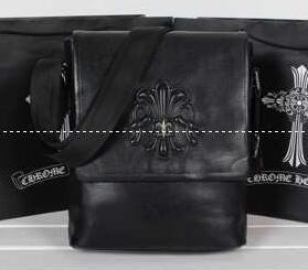 Trái tim Chrome với logo hoa văn lớn ở mặt trước, Chrome Hearts Black Men Bag_krom Hearts Chrome Hearts_ Thương hiệu giá rẻ 