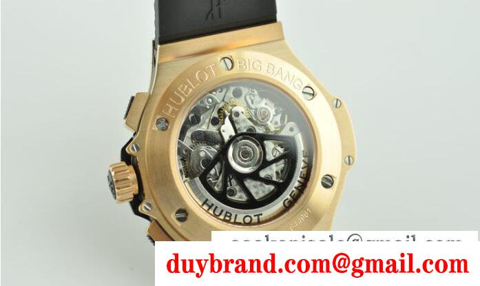 クロノグラフ機能 ウブロ hublot ビッグバン 型番 301.pb.131.rx ゴールドxブラック 日付が付くメンズ腕時計