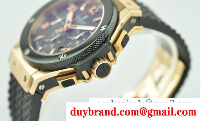 クロノグラフ機能 ウブロ hublot ビッグバン 型番 301.pb.131.rx ゴールドxブラック 日付が付くメンズ腕時計