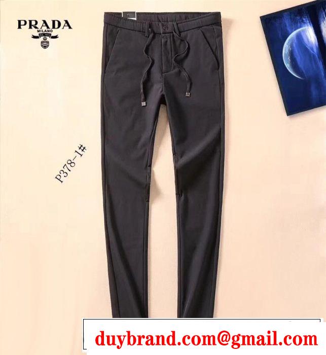 プラダ パンツ コピーPRADAスキニーメンズボトムスカジュアルスラックススリムロングパンツ無地2色可選秋冬品質保証新品