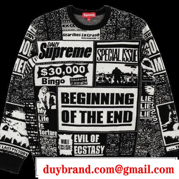Supreme 18FW Newsprint Sweaterシュプリーム SUPREME プルオーバー 2色可選 圧倒的人気新着