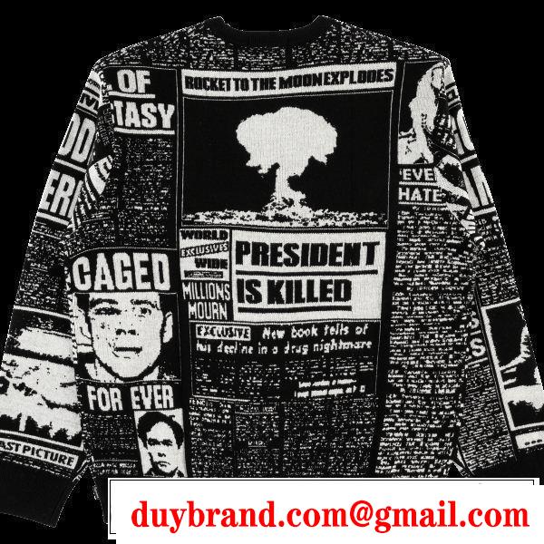 Supreme 18FW Newsprint Sweaterシュプリーム SUPREME プルオーバー 2色可選 圧倒的人気新着