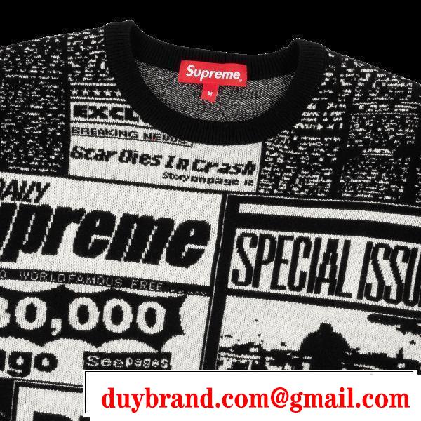 Supreme 18FW Newsprint Sweaterシュプリーム SUPREME プルオーバー 2色可選 圧倒的人気新着