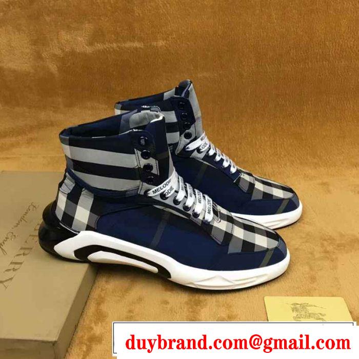 ストリートで人気の高い ハイトップシューズ バーバリー BURBERRY 3色可選 値段が安く　入手困難