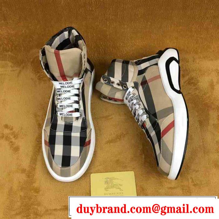 ストリートで人気の高い ハイトップシューズ バーバリー BURBERRY 3色可選 値段が安く　入手困難