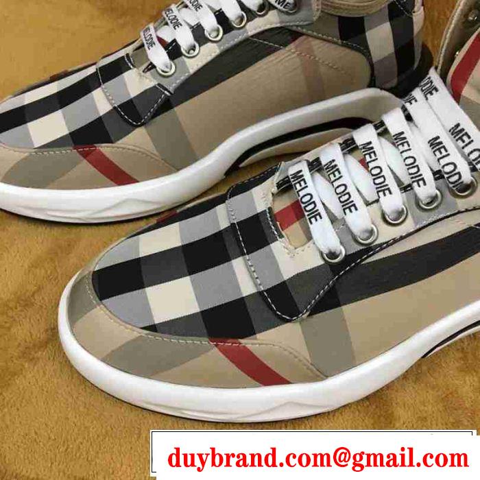 ストリートで人気の高い ハイトップシューズ バーバリー BURBERRY 3色可選 値段が安く　入手困難