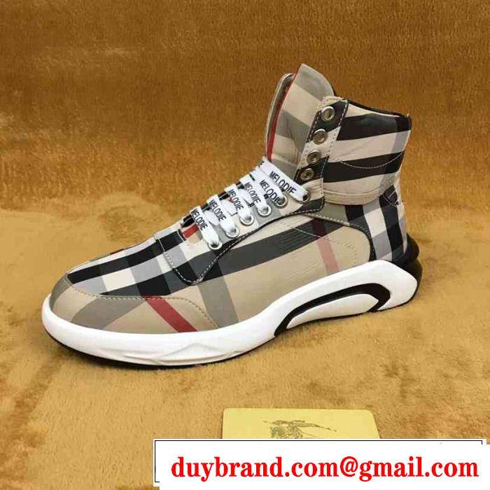 ストリートで人気の高い ハイトップシューズ バーバリー BURBERRY 3色可選 値段が安く　入手困難