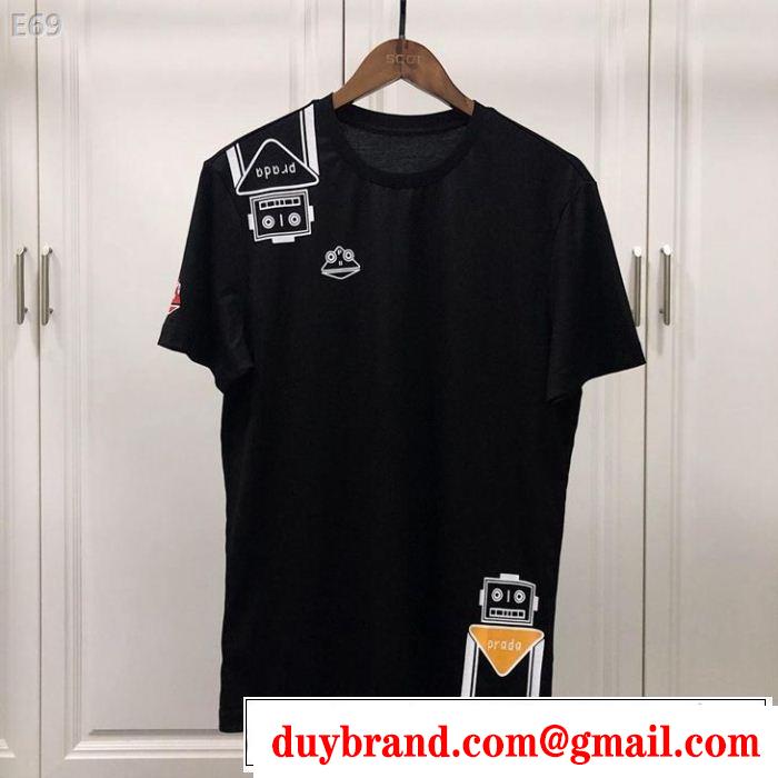 PRADA プラダ 半袖Tシャツ 2色可選 旬の気分を絶妙に 2019夏色っぽさ 今年もトレンド