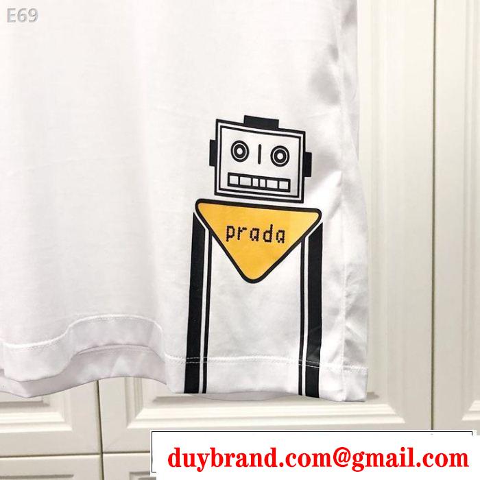 PRADA プラダ 半袖Tシャツ 2色可選 旬の気分を絶妙に 2019夏色っぽさ 今年もトレンド