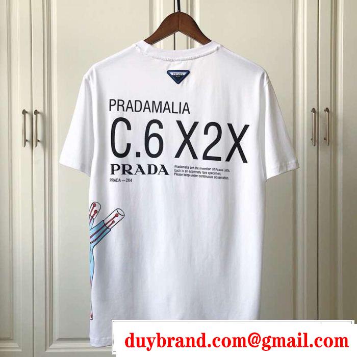 春夏のトレンドアイテム PRADA プラダ 半袖Tシャツ 2色可選 今季トレンドの限定アイテム