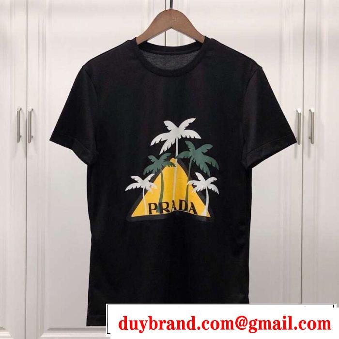 春夏の流行りトップス 2019春夏も引き続きトレンド PRADA プラダ 半袖Tシャツ 2色可選