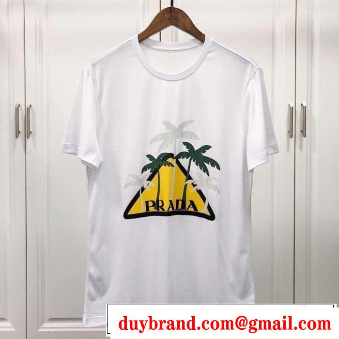 春夏の流行りトップス 2019春夏も引き続きトレンド PRADA プラダ 半袖Tシャツ 2色可選