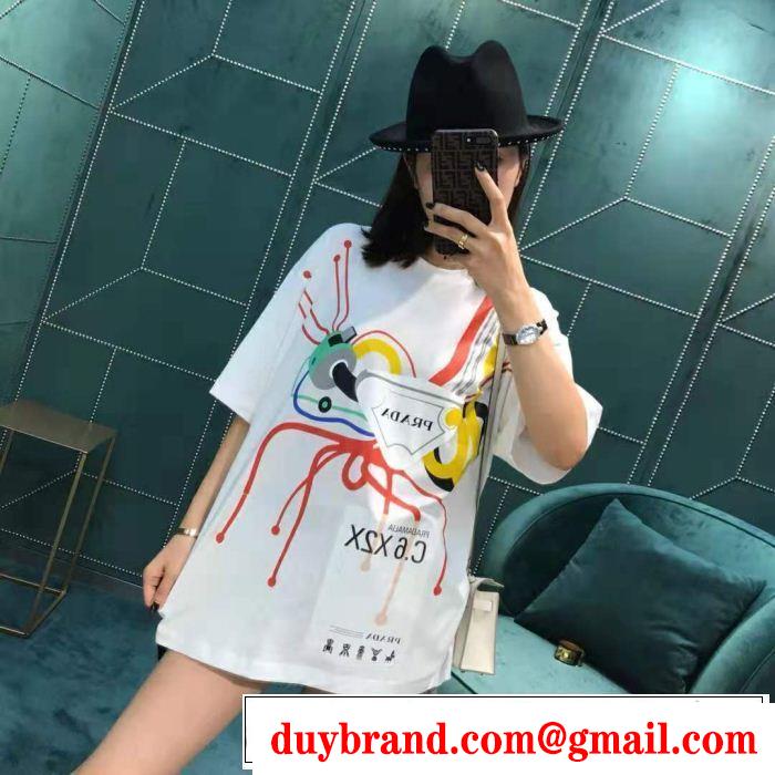 PRADA プラダ 半袖Tシャツ 大人カジュアル夏ファッション2019 夏気分UP最新コレクション