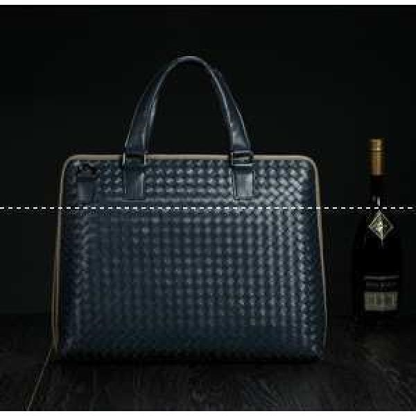 Xuất hiện mới Bottega Veneta Men Túi tay -Held & vai treo màu xanh đậm _ Bottega Veneta nam Bag_bag nam