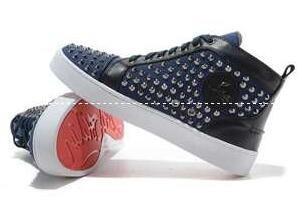 Christian le Butan Sneakers nam Christian Louboutin High -cut Studs men da enamel Hải quân thâm hụt siêu đặc biệt giá rẻ nam
