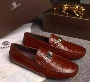 Bán phổ biến Versace Brown và Black 2 Colors Doufers Versace Giày Men_ Versace Versace_ Thương hiệu giá rẻ 