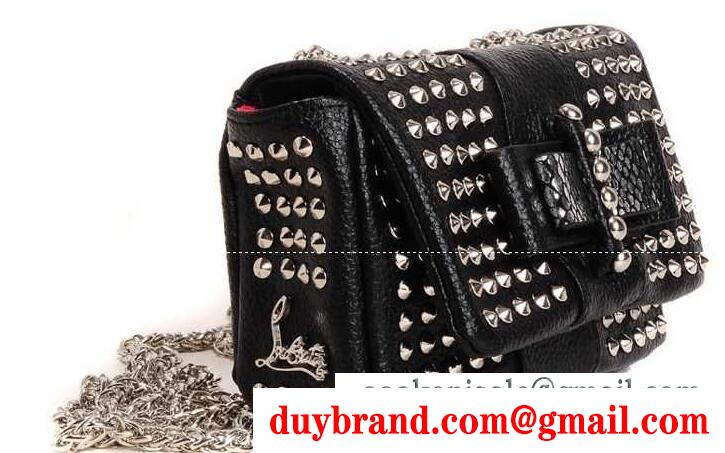 超激得新品のセール中 christian louboutin クリスチャンルブタン スタッズ スウィーティー レザー レディース ショルダーバッグ 黒色