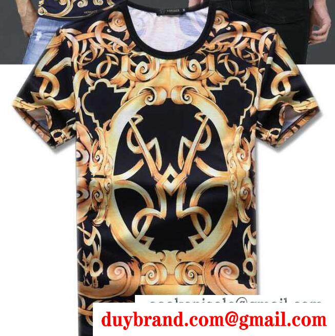 超激得大人気なVERSACE ヴェルサーチ シャツ メンズ クルーネックtシャツ 花模様 ネイビーとブラック 2色選択