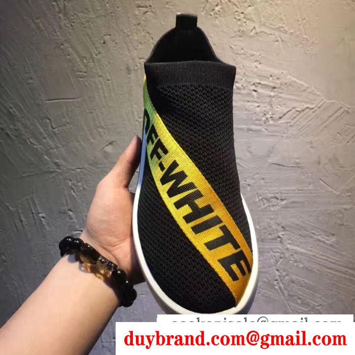 履き心地抜群 off-white オフホワイト通販スニーカーメッシュスリッポンシューズ3色可選