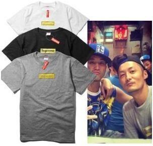 Logo hộp kỷ niệm tối cao T -Shirt tối cao màu đen trắng 3 màu nam nữ yêu thích quần áo mùa hè yêu thích