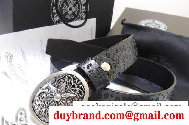 クロムハーツ ベルトループ chrome hearts クラシック オーバル スター バックル シルバー ブラック ベルト 超激得限定セール
