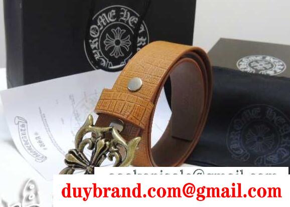 激安大特価安いメンズベルト chrome hearts クロム ハーツ 偽物 ブラウン ゴールドバックル