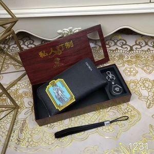 Chất lượng cao Versace thư đặt hàng dài ví Versace tròn fass na in ví màu đen