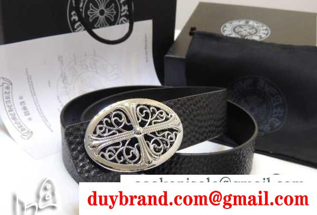 ブラック chrome hearts クロムハーツ クラシックオーバル クロス ベルトバックル レザーベルト 1.0＆スモールクラシックオーバルバックル